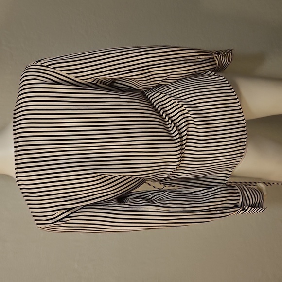 Vtg H&M Vertical Striped Surplice V-Neck Long Sleeve Wrap Blouse - Picture 7 of 10